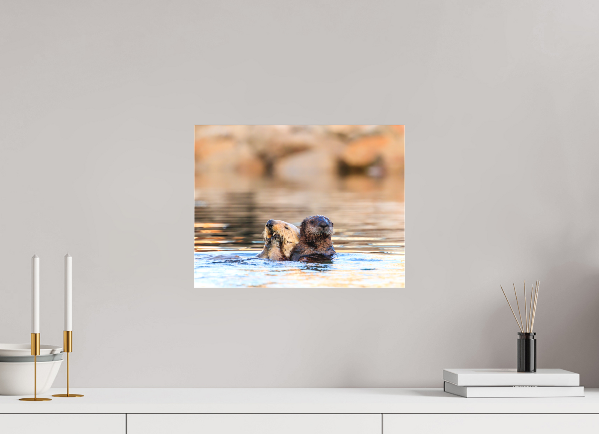 15.5 x 12″, Borderless Modern Frame - Fuji Crystal Paper under Matte Acrylic Glass Morning Swim