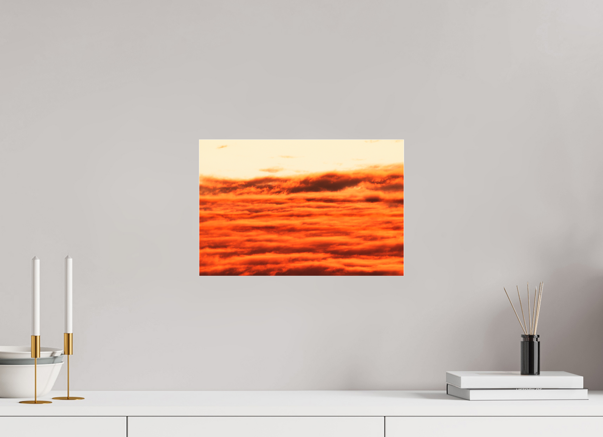 15 x 10″, Borderless Modern Frame - Fuji Crystal Paper under Matte Acrylic Glass Lake of Fire