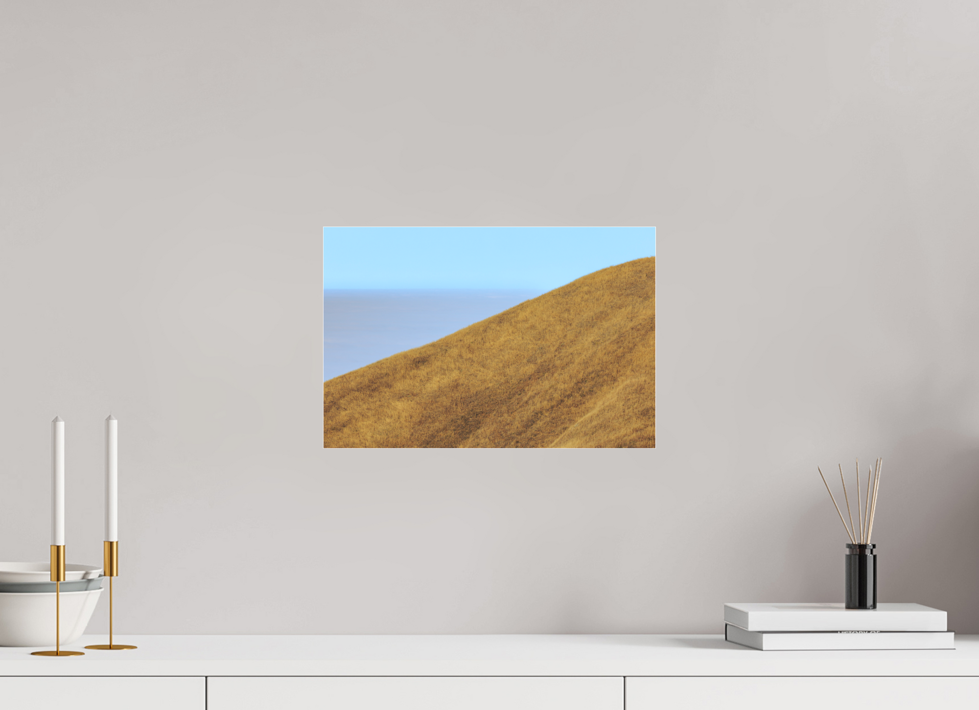 15 x 10″, Borderless Modern Frame - Fuji Crystal Paper Under Matte Acrylic Glass Blue Gold Coast