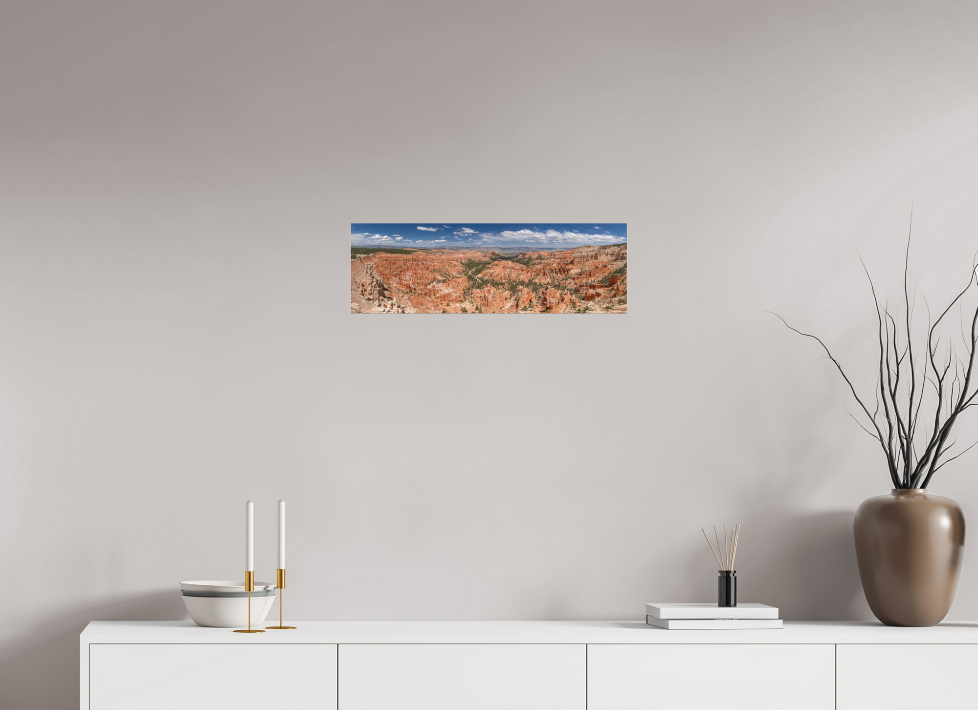 24.5 x 8″, Borderless Modern Frame - Fuji Crystal Paper under Matte Acrylic Glass Bryce Canyon Panorama
