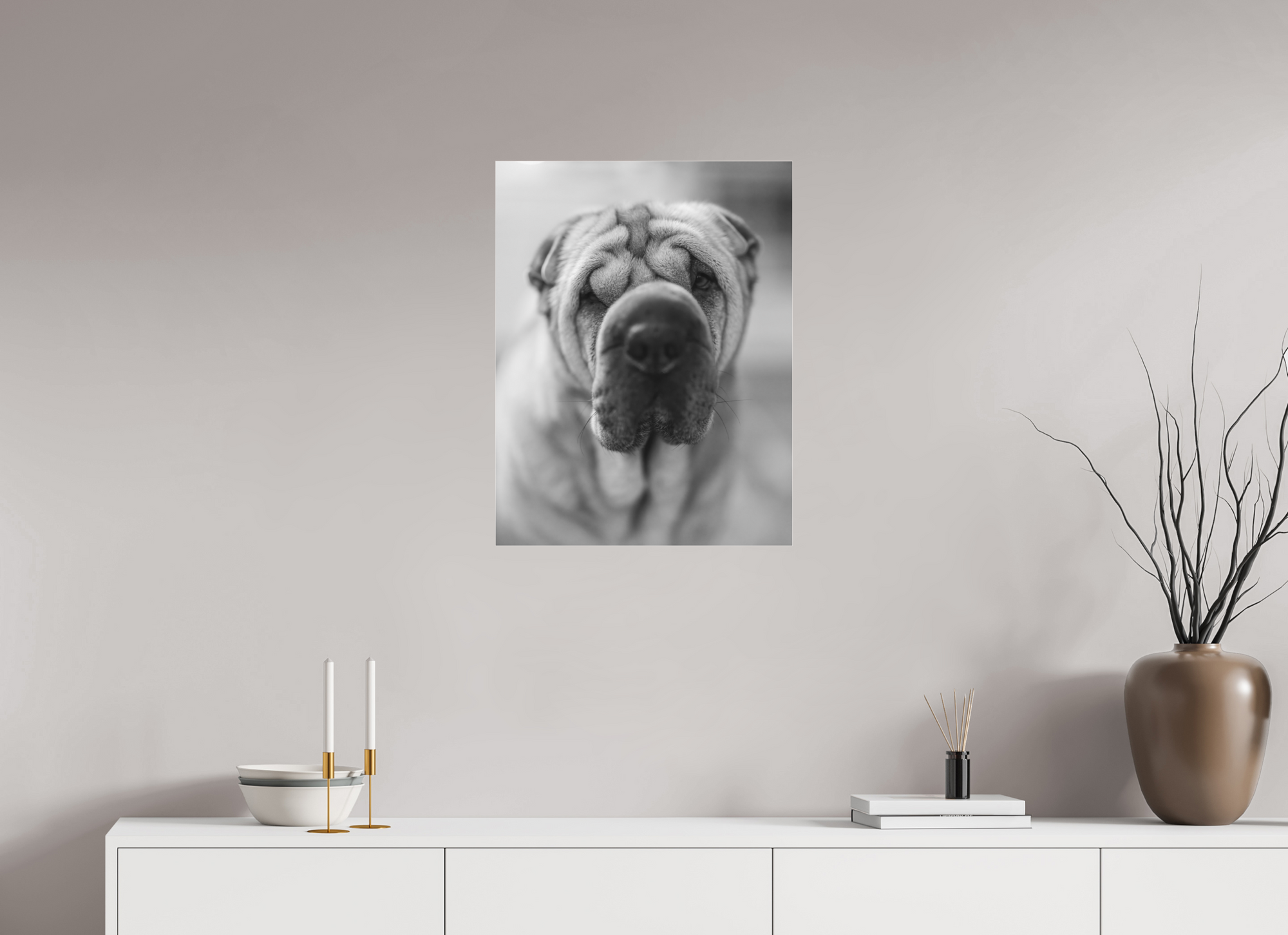 20 x 25.9″, Borderless Modern Frame - Ilford Black & White under Matte Acrylic Glass Shar Pei or Blurray?