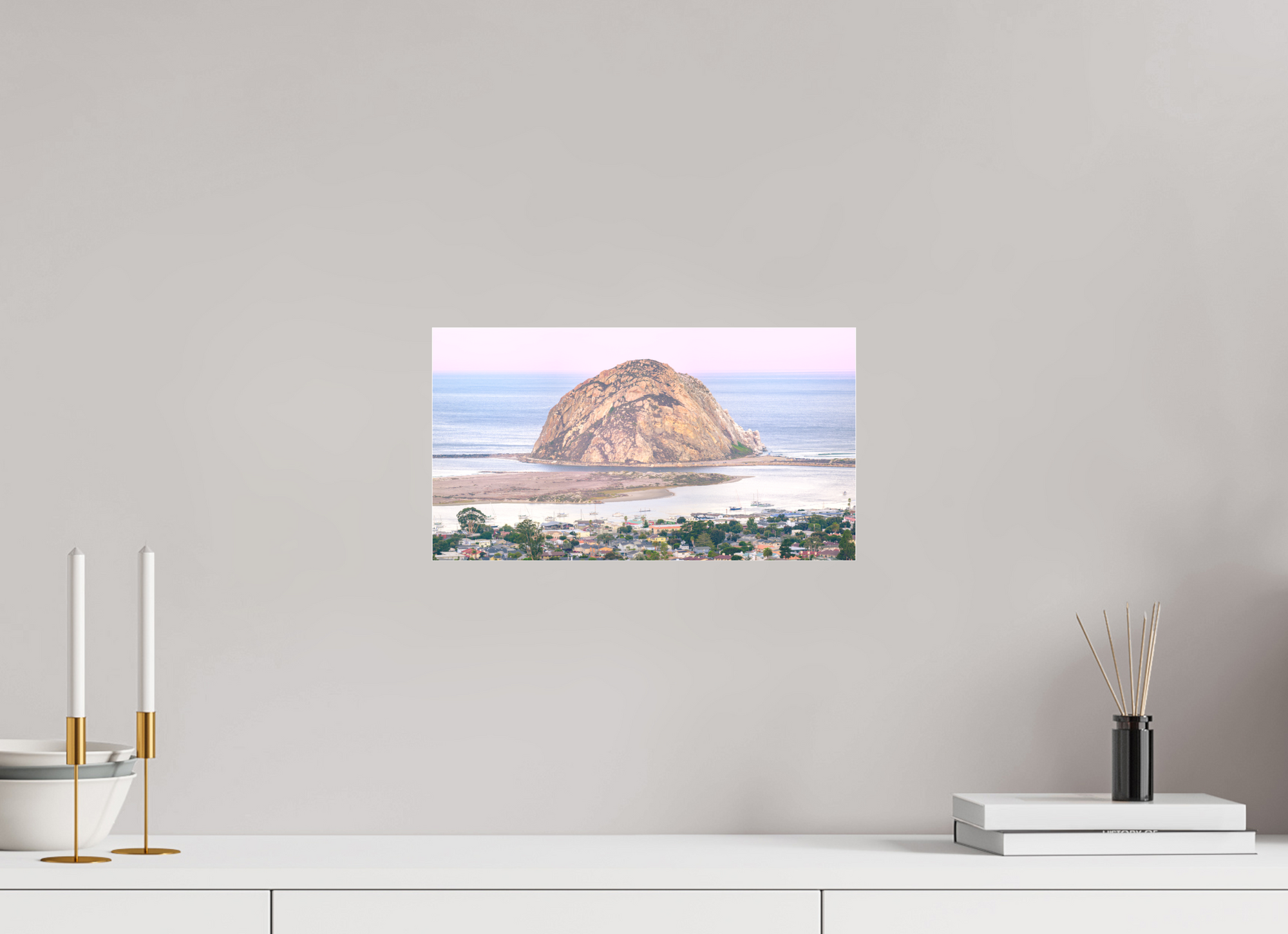 14.5 x 8″, Borderless Modern Frame - Fuji Crystal Paper under Matte Acrylic Glass October Morro Rock