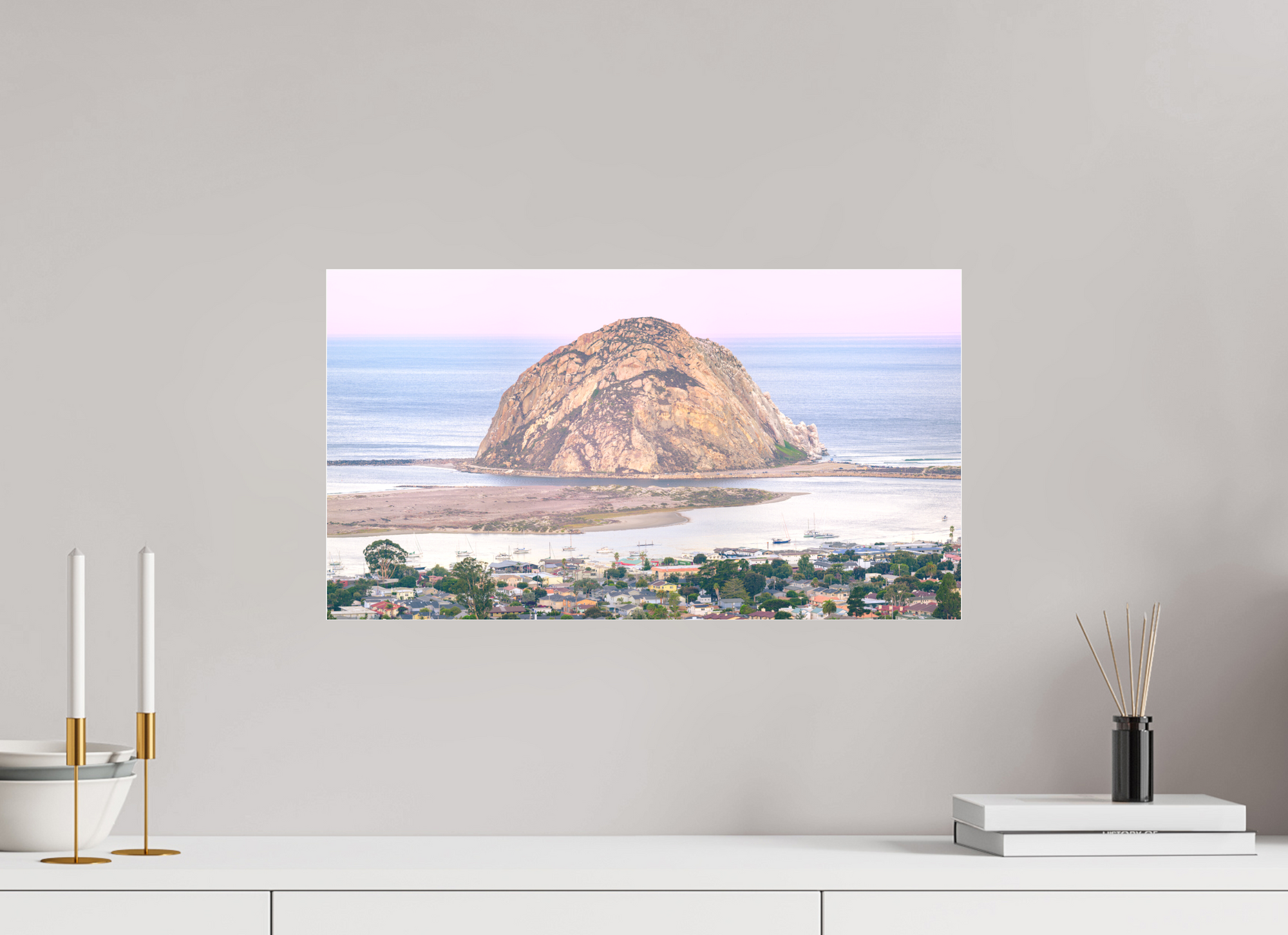 21.8 x 12″, Borderless Modern Frame - Fuji Crystal Paper under Matte Acrylic Glass October Morro Rock