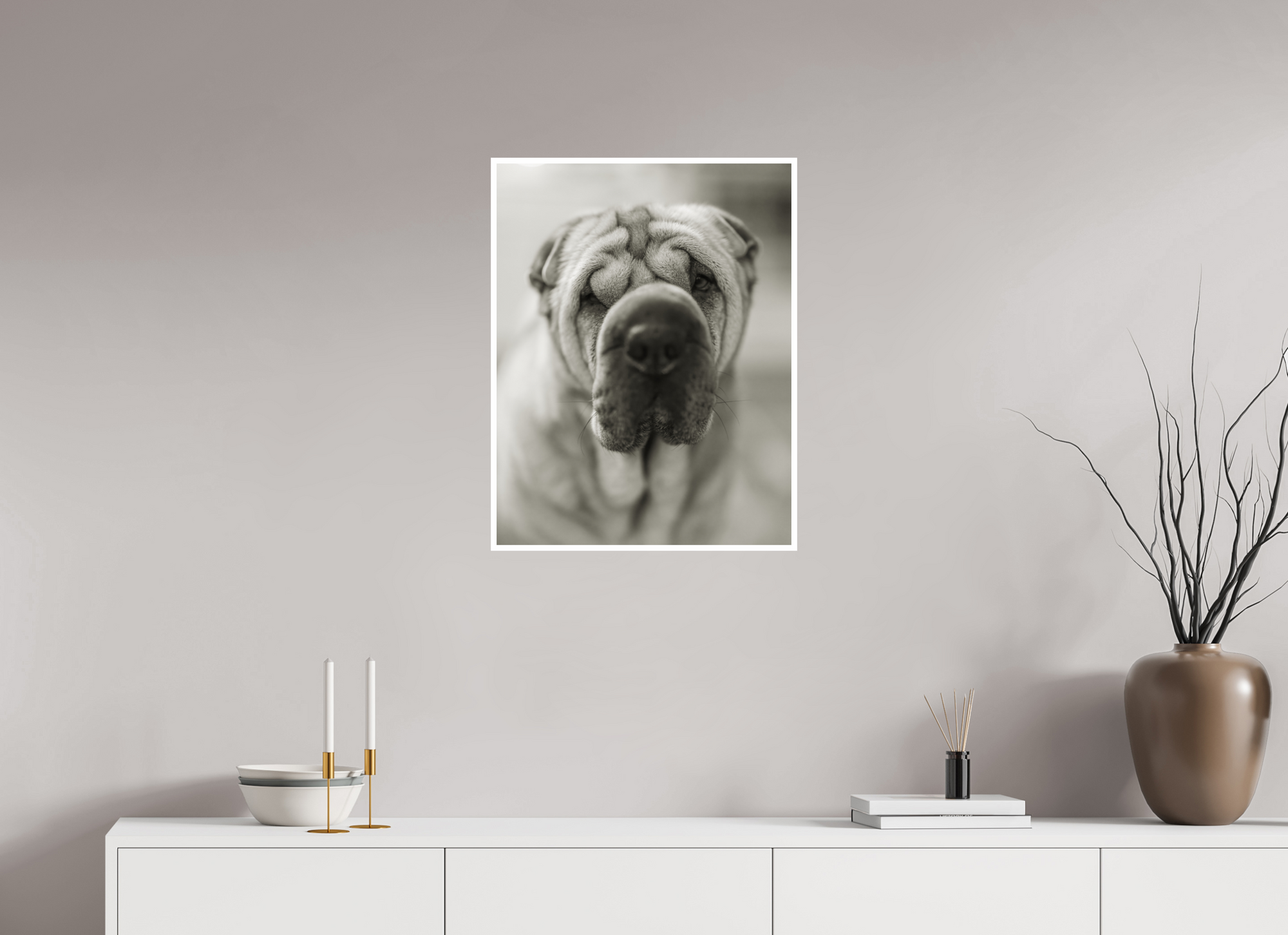 20 x 25.9″, Unframed Photograph - Canson Baryta Prestige Black & White Shar Pei or Blurray?
