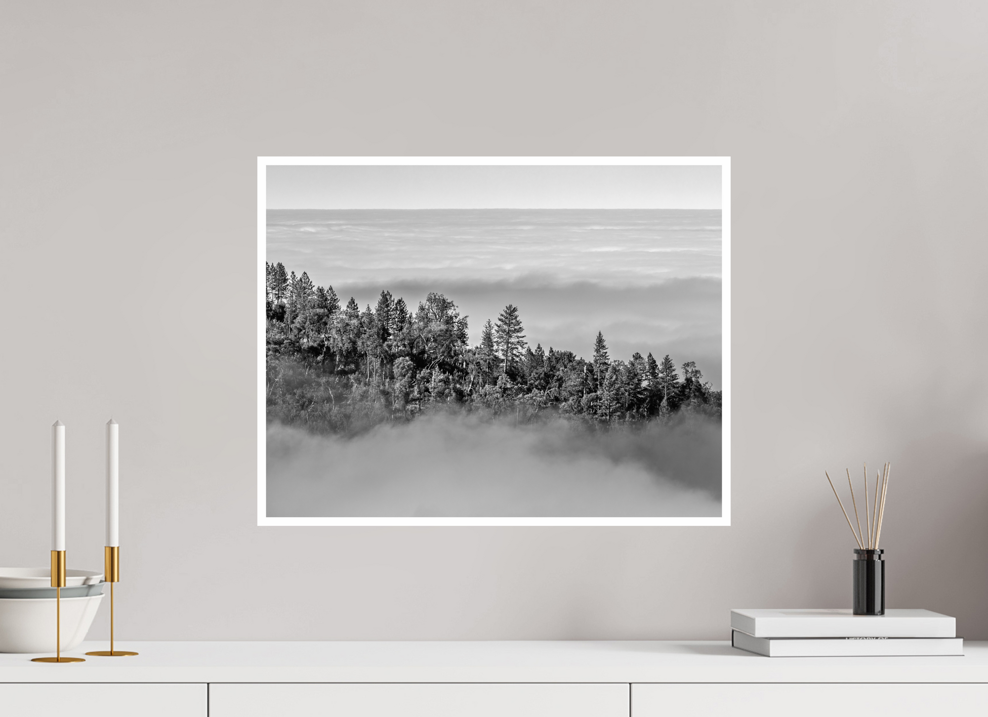 20.7 x 16″, Unframed Photograph - Canson Baryta Prestige Black & White Dip Into Sea of Clouds
