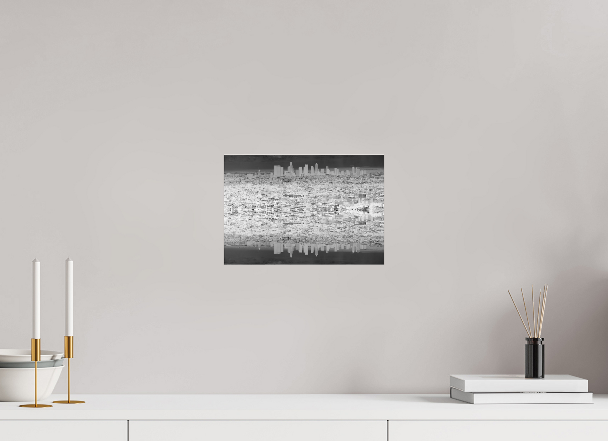 11.6 x 8″, Borderless Modern Frame - Ilford Black & White under Matte Acrylic Glass Lake Los Angeles
