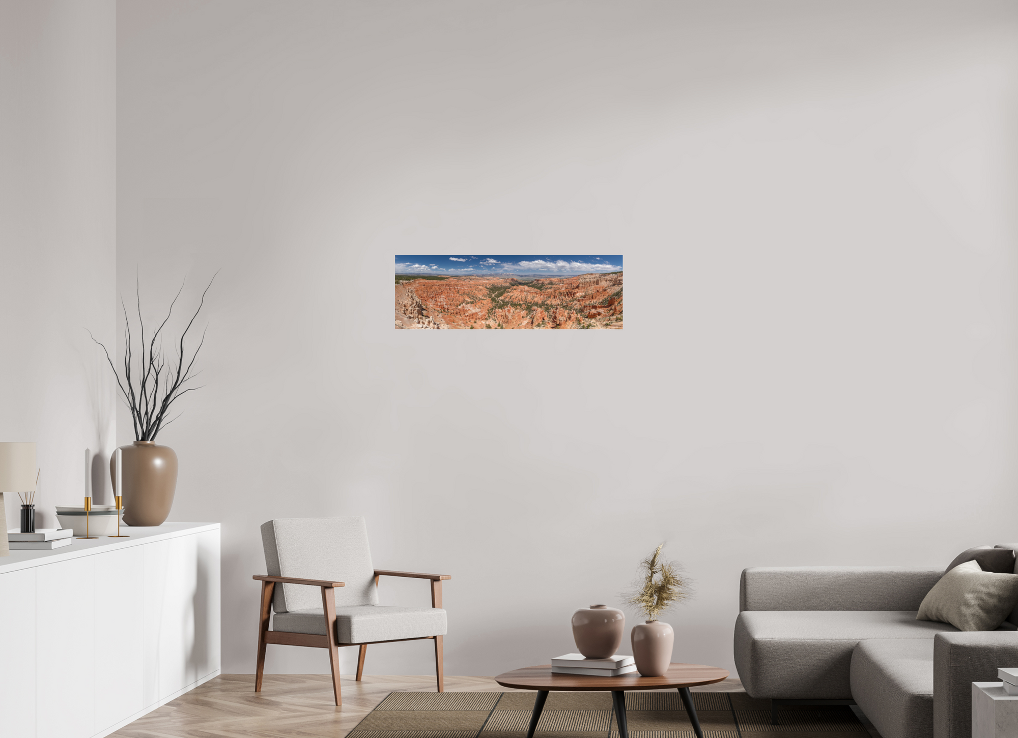 36.7 x 12″, Borderless Modern Frame - Fuji Crystal Paper under Matte Acrylic Glass Bryce Canyon Panorama