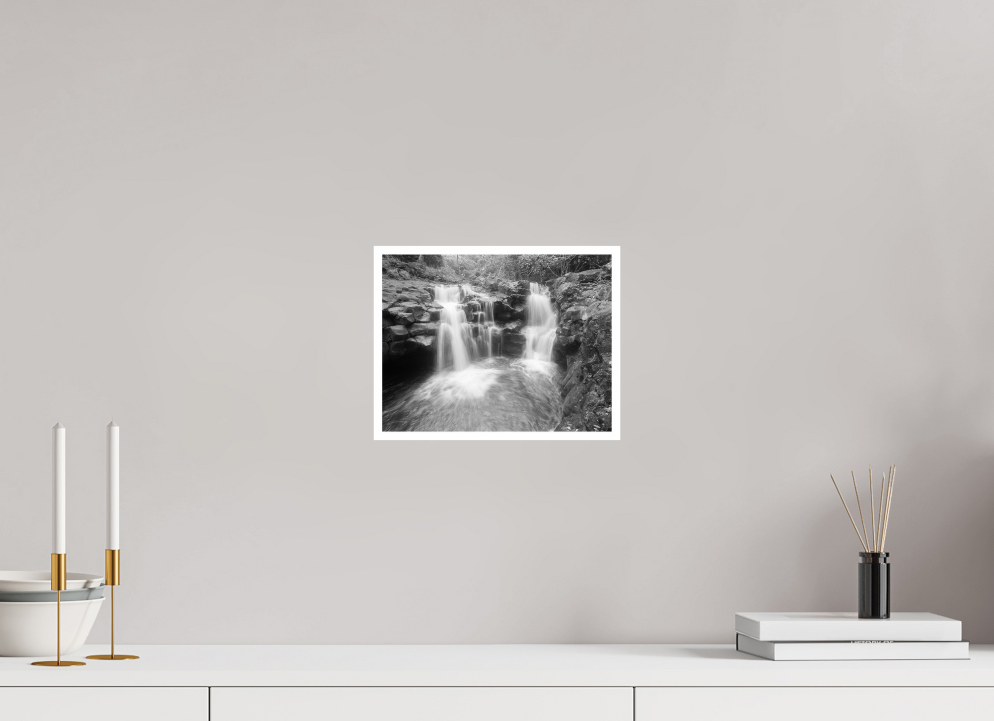 10.4 x 8″, Unframed Photograph - Ilford Baryta Black & White Glossy Paper Ho'opi'i Falls